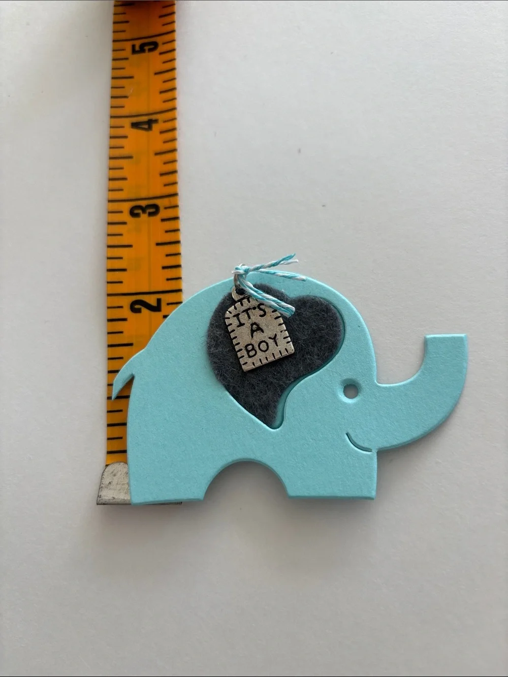 Light Blue Elephant Baby Announcement Tag - 